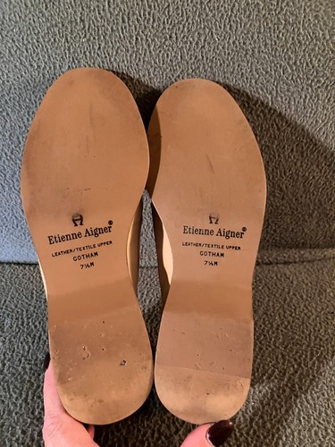 Tan / Beige Leather ETIENNE AIGNER Loafers / Moccasins 7.5 M Gotham - Picture 3 of 8