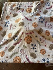 Kids Twin Top Bed Sheet And 1 Pillowcase Sports EUC Baseball Soccer Football