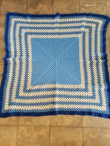 Afghan Decorative Throw - Navy, Cream & Blue - 52" X 56"