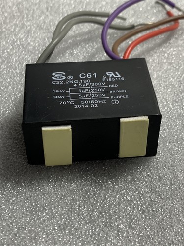 CEILING FAN CAPACITOR CBB61 4uf+5uf+6uf, 5 WIRE - Picture 3 of 11