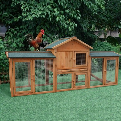 79" Large Wooden Rabbit Hutch Bunny House Pet Cage w/ 2 ...