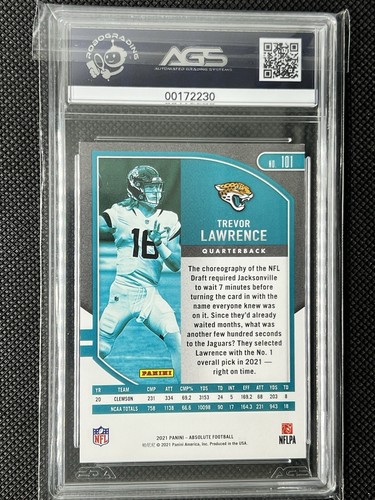 2021 Panini Absolute - Green Waves 101 Trevor Lawrence /50 (RC)  AGS NM-MT 8💎🔥 - 第 2/2 張圖片