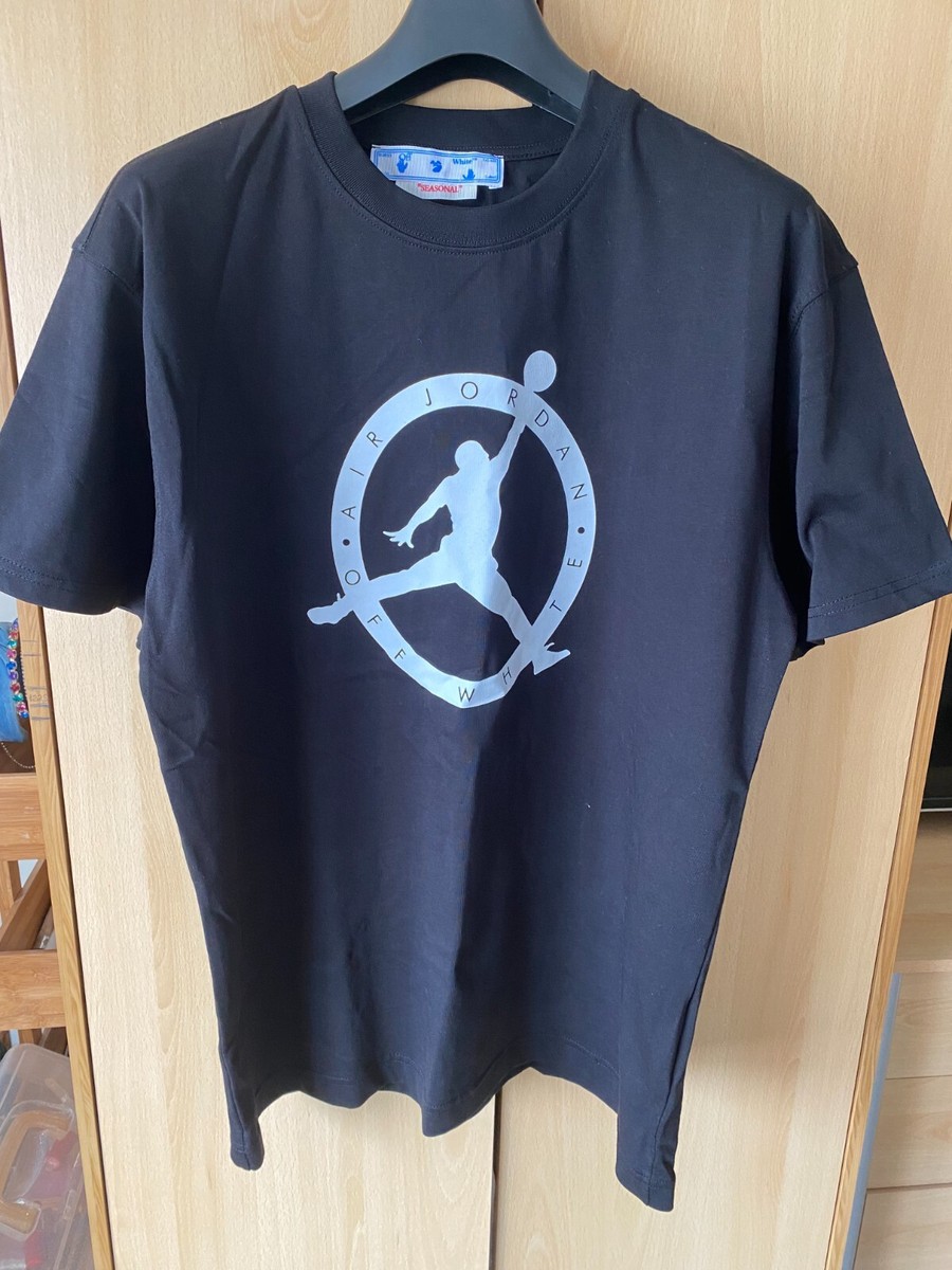 Air Jordan x OFF-WHITE Black Virgil Abloh Logo Print T Shirt Size