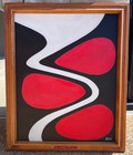Vintage Abstract Shapes Acrylic Painting Modern Art Wall Hanging Signed Menges