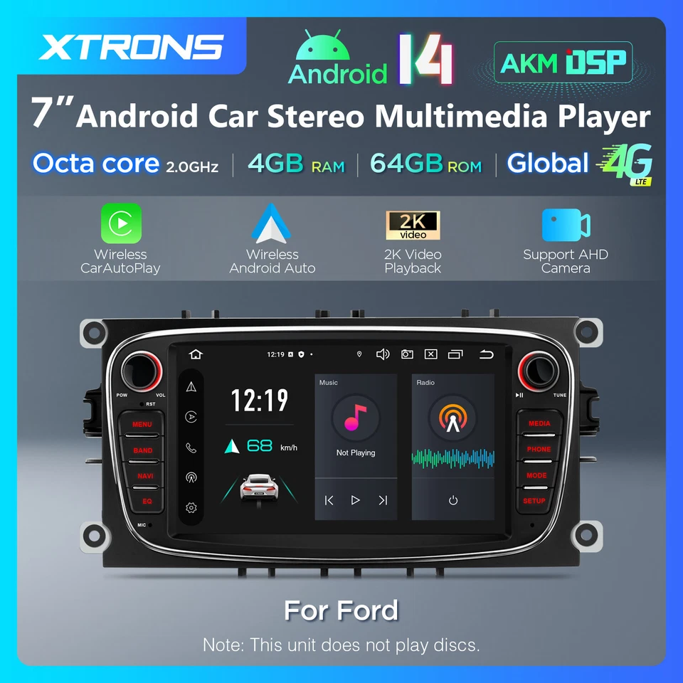 XTRONS 7" Android 14 Autoradio GPS DSP 4GB+64GB Für Ford Focus II Mondeo C/S-MAX - Bild 2 von 4