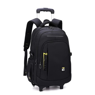 Solid Color Trolley Backpack Rolling School Bag for Students Teen Boys Daypack