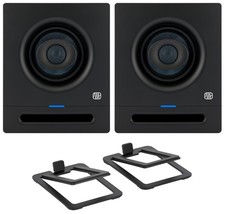 Pair Presonus Eris Pro 4 Powered 4" Studio Monitors Low Profile Riser Stands