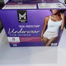 Member's Mark Women's Total Protection Incontinence Underwear 96 Ct Size S