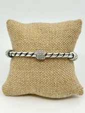 BRIGHTON Silver Plated Crystal Pave Meridian Station Boho Bracelet WOmens