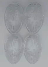 Vintage Pressed Glass Egg Dishes Set of 4 – Oval Trinket Nut Butter Pats 1900s