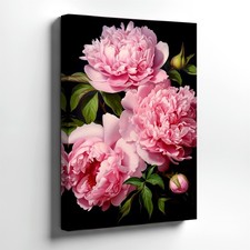 Wall Art Pink Peony Flowers Floral Canvas Print Botanical Bloom Decor Poster