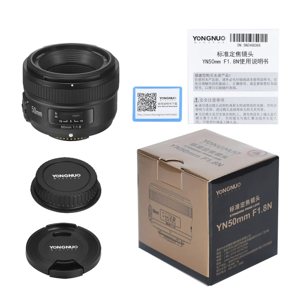 YN50mm F1.8N Standard Prime Lens, Large Aperture Auto Manual Focus AF MF for ... - Image 2 of 4