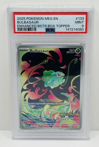 🔥2025 POKEMON MEGA EVOLUTION #133 BULBASAUR ENHANCED BSTR BOX TOPPER PSA 9!🔥