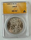 1886 Morgan Silver Dollar certified ANACS MS-62  Great Luster