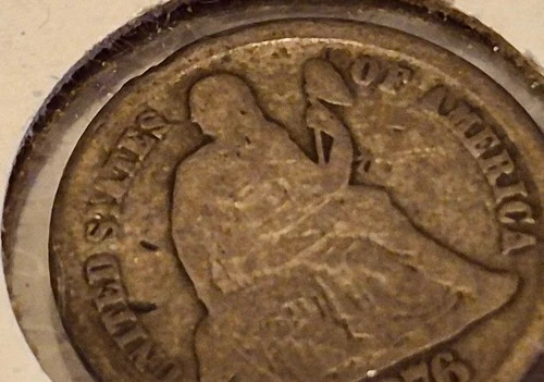 Two 1876 Sitting Liberty Dimes Carson City Mint