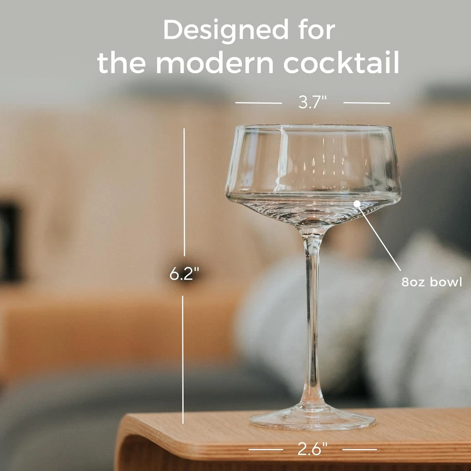 TAG Luxe Martini Vasos - Juego de 4 Cristal Soplado a Mano con Cuchara de Barra Foto 4 de 4