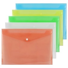 Popper Wallet A4 Document Folders Press Stud Close Assorted Colours Card Holder