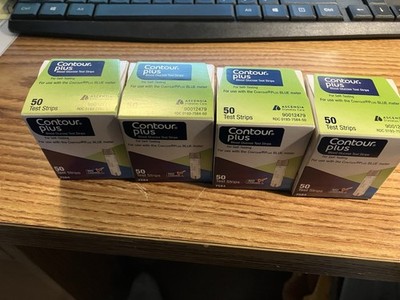 CONTOUR PLUS Blood Glucose Test Strips for Self-Testing - 4 Packs of 50 Exp 7/27