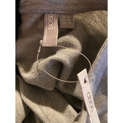 ASOS dress crewneck shoestring tie sides cuffed sleeves elastic waist grey 12 - Picture 8 of 8