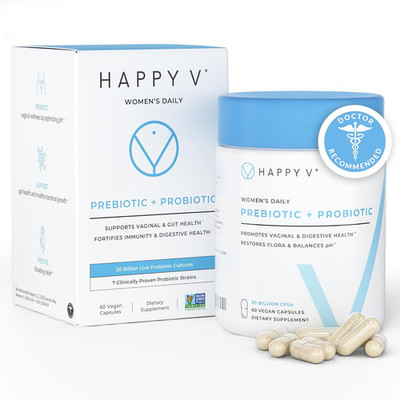 Happy V Dr. Formulated Vaginal Probiotics for Women Odor & Itch Support, Urinary