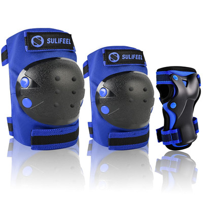 Kids Knee Pads Elbow Pads and Wrist Guards Set - 3-Pack Protective Gear with Dra