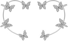 2 Pcs Rhinestone Butterfly Ear Cuff No-Piercing Clip-On Design for Women Glitt