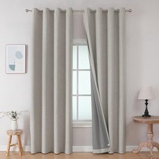 JOYDECO Room Darkening Curtains W/Grommets, Greyish White 42x63" - 63" Length