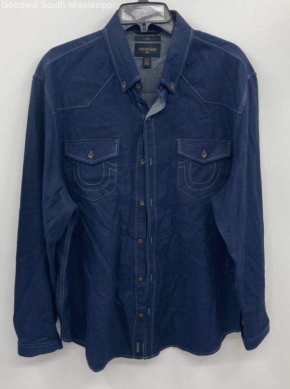 True Religion Dark Blue Western Longsleeve Shirt - Size XL