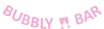 Bubbly Bar Banner Pre-Strung Bachelorette Banner Mimosa Bar Bunting for Champagn