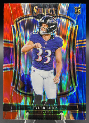 2025 Panini Select TYLER LOOP Premier Level Red & Blue Shock Prizm Ravens #161