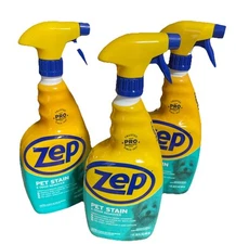 3 Bottles ZEP Pet Odor Carpet & Upholstery Stain Removal Cleaner 32 Oz.