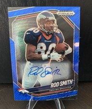 2025 Panini Prizm Black Rod Smith Auto Blue Shimmer FOTL #/15 Broncos