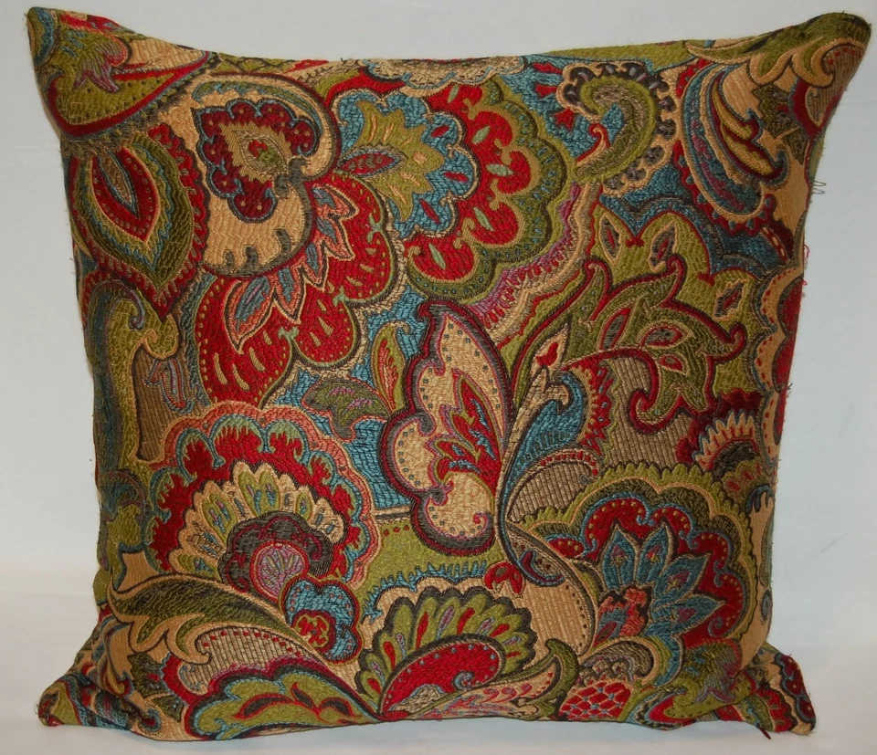 Almohada de Colección Paisley Jacquard de Alta Calidad 17" x 17" ¡HERMOSA! Foto 2 de 4