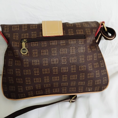 Riane Miao Firenze Crossbody Handtasche Tasche Braun Leder Logo Print - Bild 7 von 23