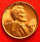 1947-P Lincoln Wheat Cent Penny GEM RED BU From an Original Bank Roll