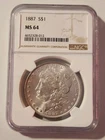 U.S. - 1887 Silver Morgan Dollar NGC MS 64