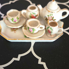 Pico Occupied Japan Miniature Floral Porcelain Tea Set 8pc w/ Tray