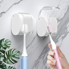 2 Pcs Toothbrush Holders Wall Mounted, Single Slot Design, Shower Self Adhesive
