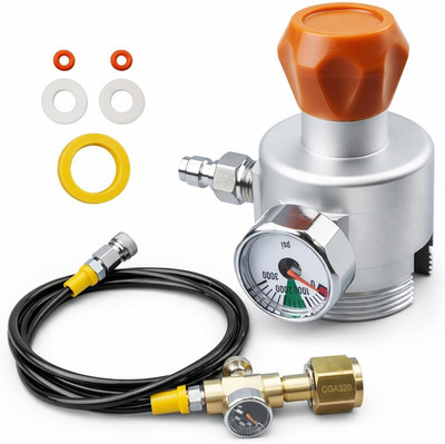 Soda CO2 Filling Adapter with Hose & Gauge for Terra Art & CGA320 Tanks