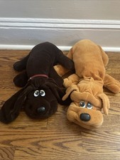 VTG Tonka Pound Puppies 2 Lot Brown Puppy Dog w/ Collar 17  Red Brown Puppy