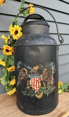 20  Antique Dairy Milk Can American Eagle Farm Barn Country Decor Primitive