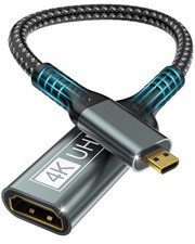 4K Micro HDMI to HDMI Adapter, Micro HDMI Cable Adapter, Nylon Braided 4K 60H...