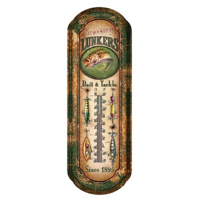 Rivers Edge Products Tin Thermometer, 17'' x 5'' Indoor or Outdoor Thermometer,