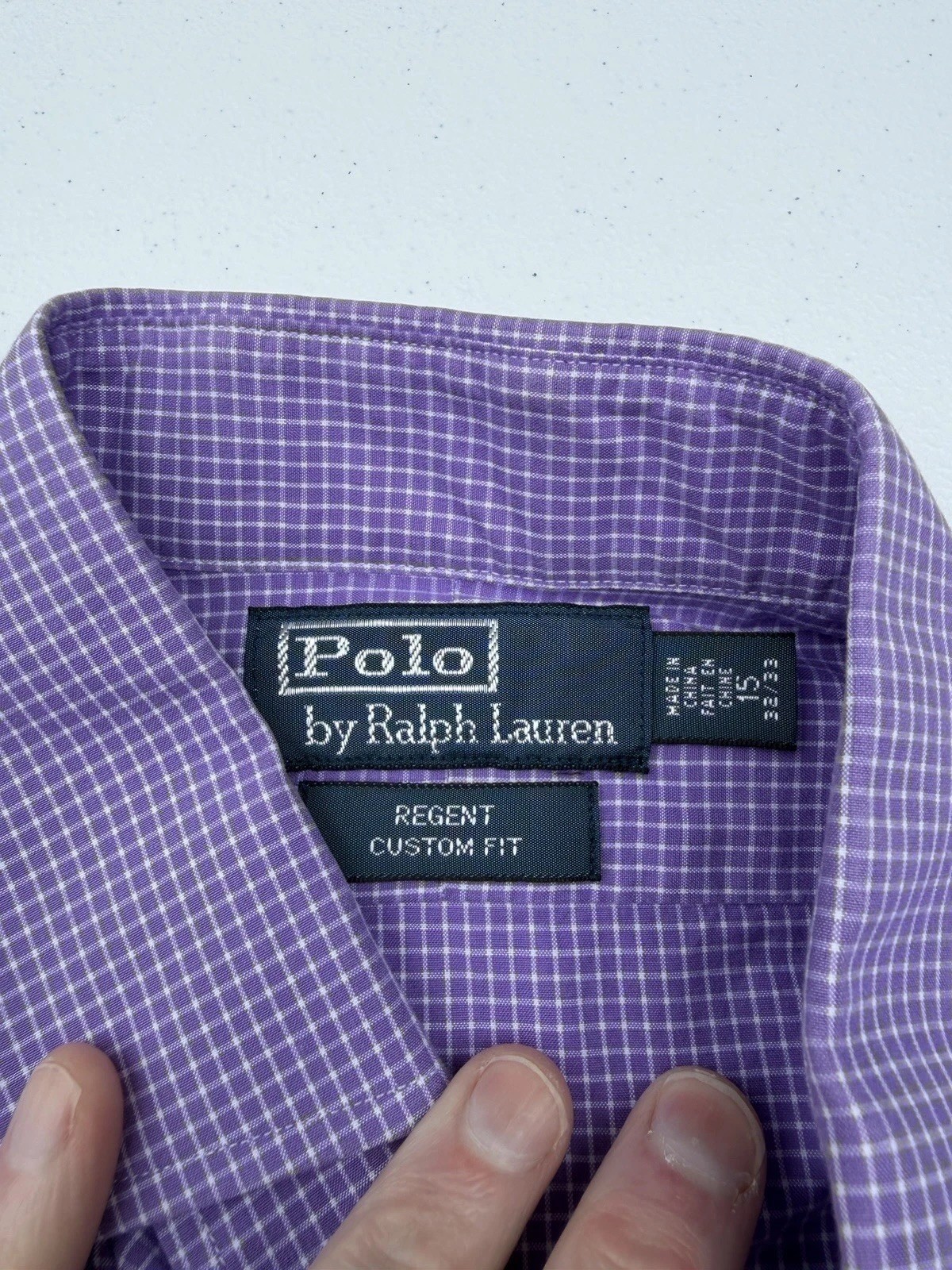 Polo Ralph Lauren Shirt M 15 34/35 Purple Regent Check Sport Shirt 90'S image 4