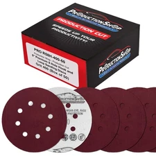 5" Red 8-Hole 400 Grit Sanding Discs, Box of 50 - Hook & Loop Backing Sandpaper