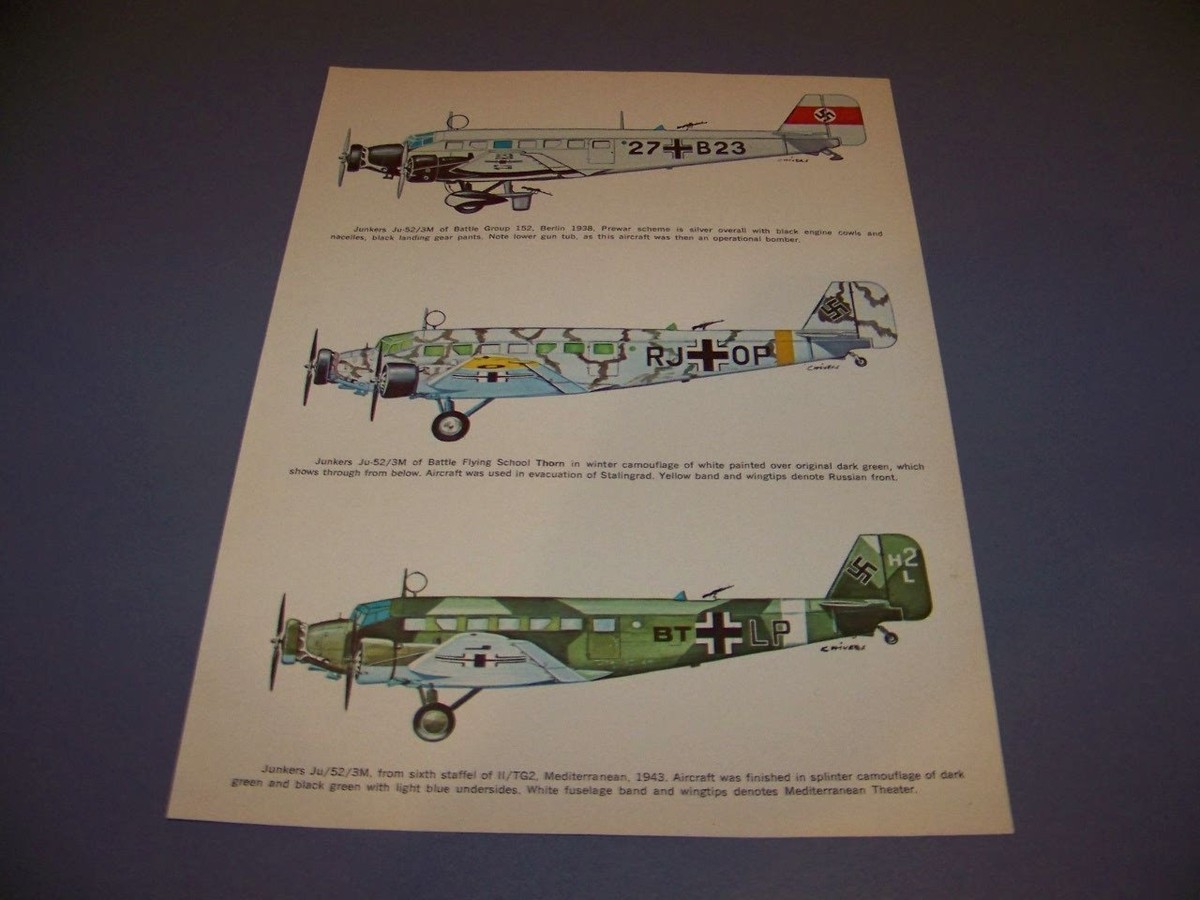 VINTAGE..JUNKERS JU 52/3 VARIANTSCOLOR PROFILES..RARE! (117N