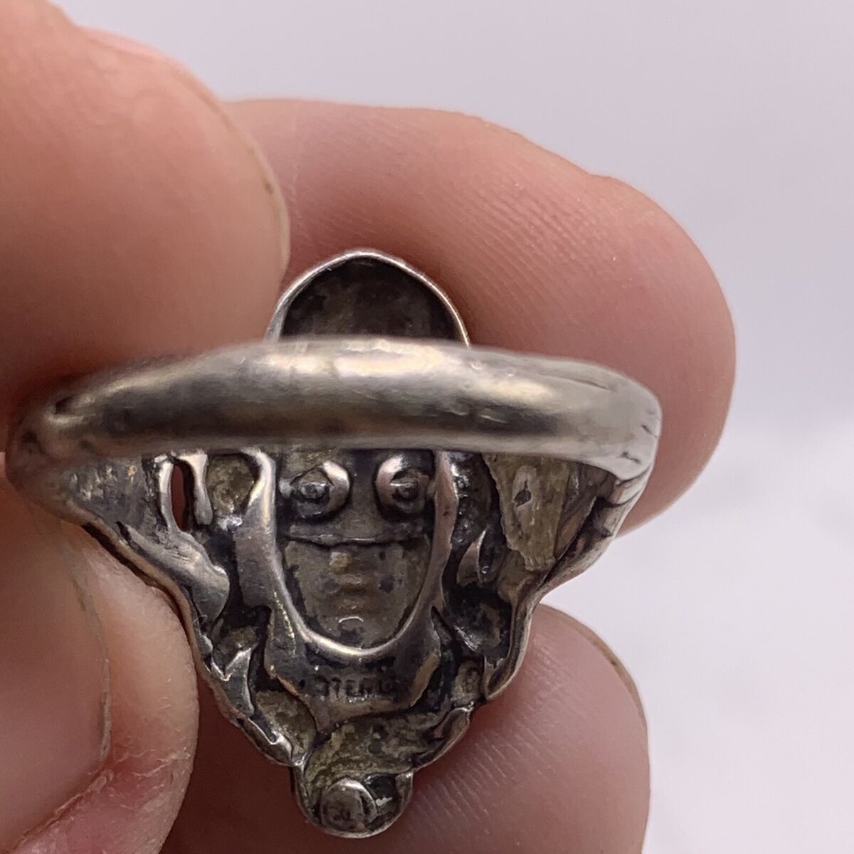 Vintage Antique Art Nouveau Lady Face Sterling Silver 925 Vintage Antique Art Nouveau Lady Face Sterling Silver 925