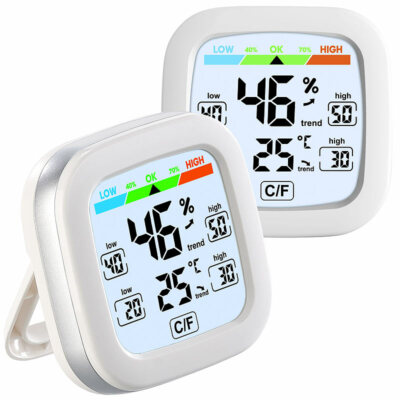 infactory 2er Pack Digitales Hygrometer und Thermometer mit Trendanzeige