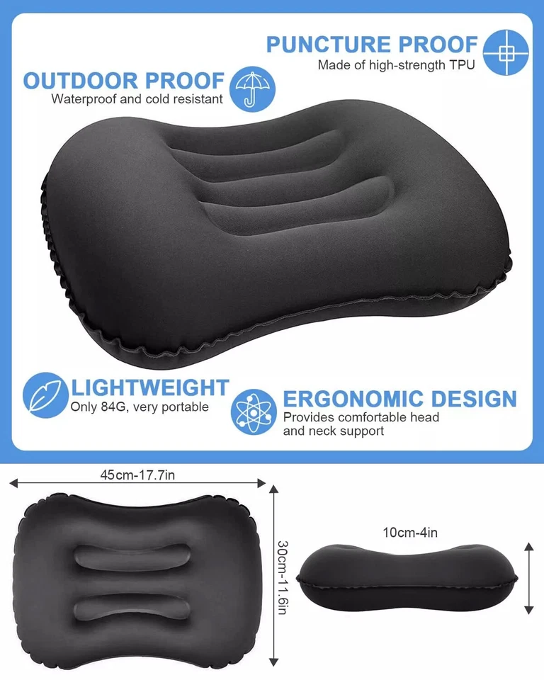 Aufblasbares Kissen Ultraleichtes Kopfkissen für Strand Reise Camping Outdoor - Bild 4 von 4