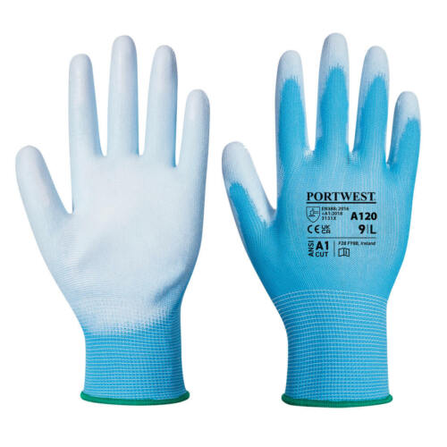 12 x gants de travail à faire soi-même en nylon PU coloré revêtu de paume Portwest A120 - Photo 2 sur 13